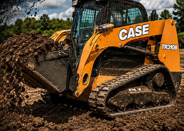 Bridi CASE TR310B compact track loader moving dirt on a Cape Cod job site